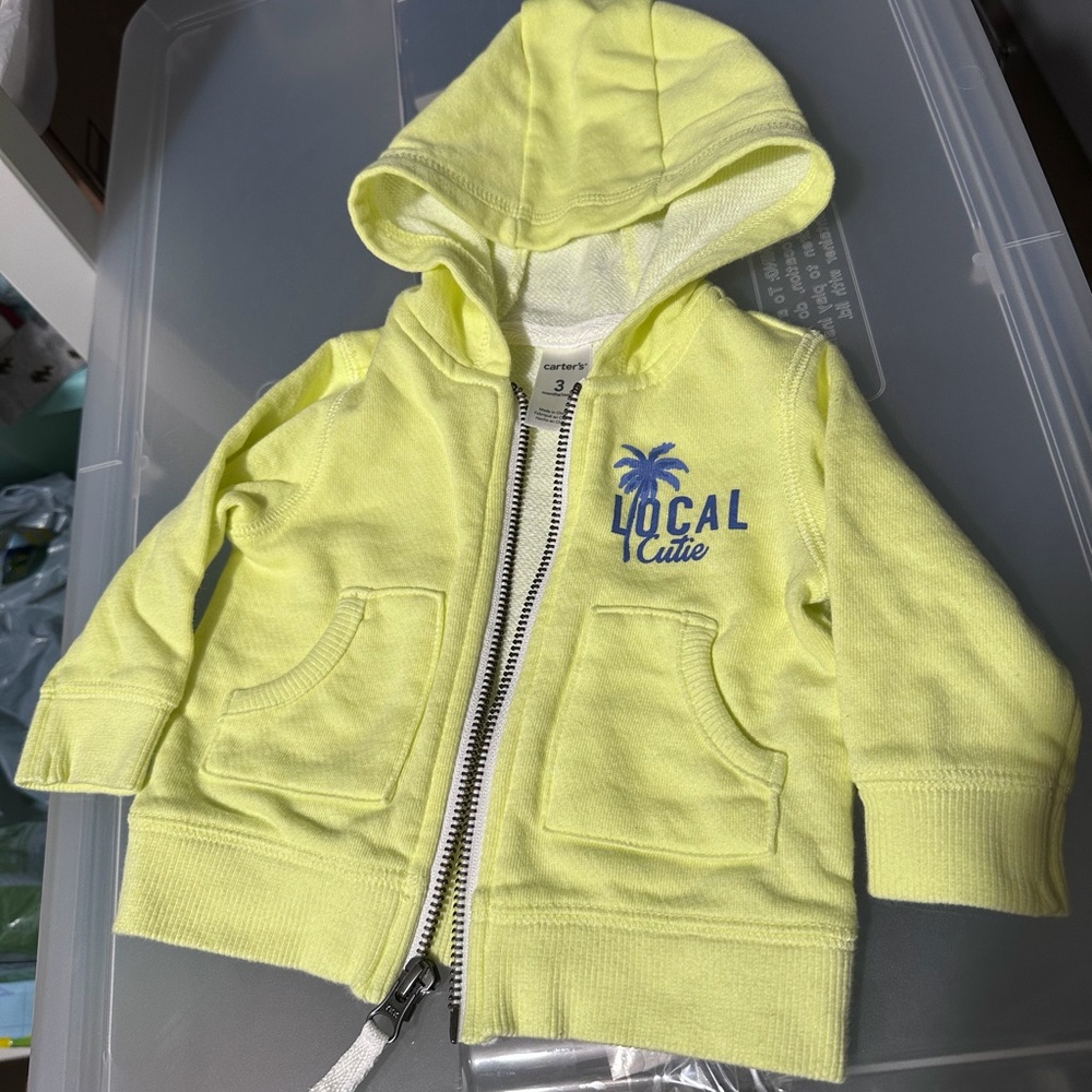 Local cutie - Carter's Bright Neon Yellow Kids Hooded Sweatshirt 3 mos